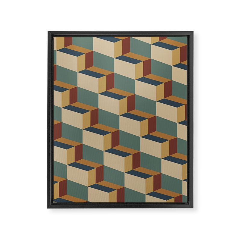 Cuboid Geometric Abstract Shapes Pattern X Framed Canvas Print Gallery Image 8