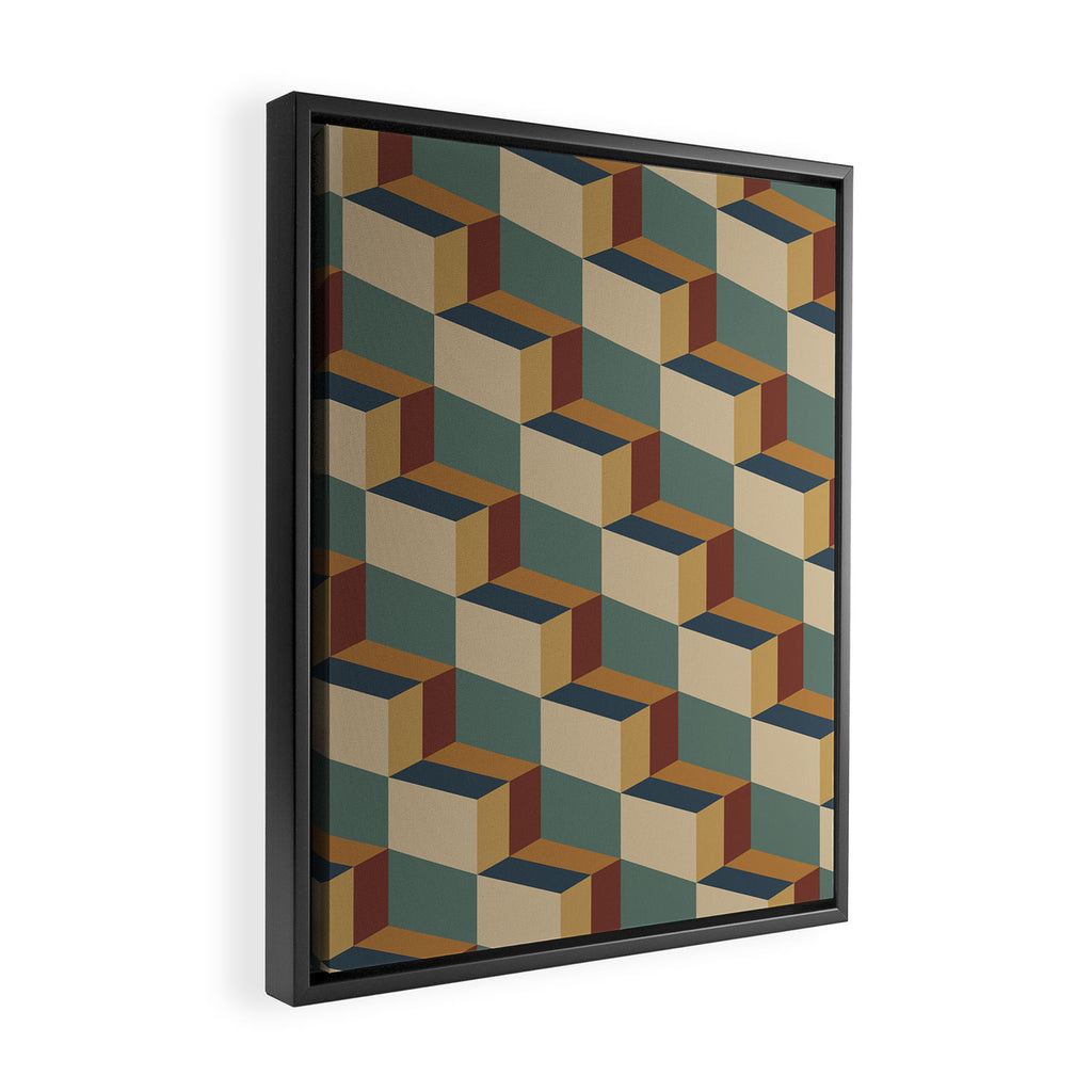 Cuboid Geometric Abstract Shapes Pattern X Framed Canvas Print Gallery Image 2