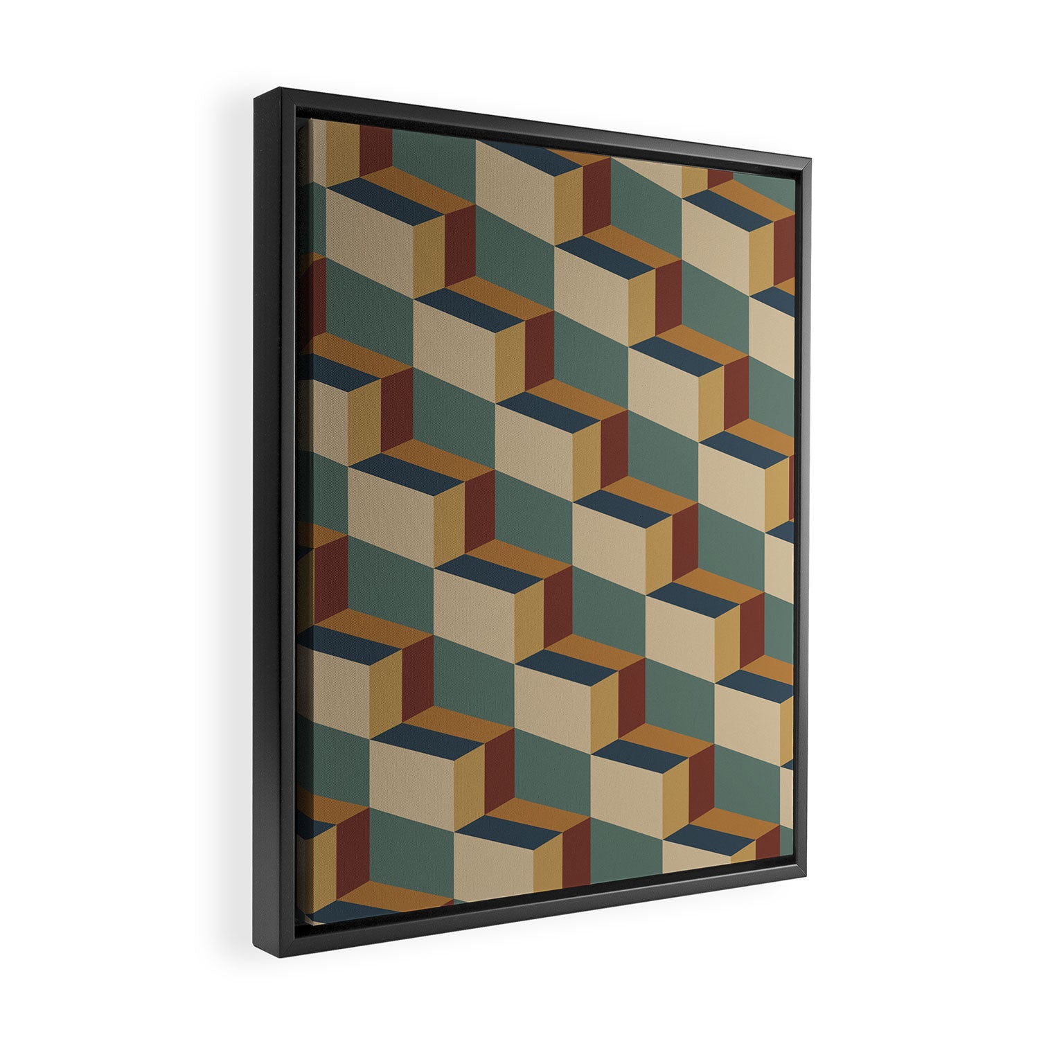 Cuboid Geometric Abstract Shapes Pattern X Framed Canvas Print Gallery Image 2