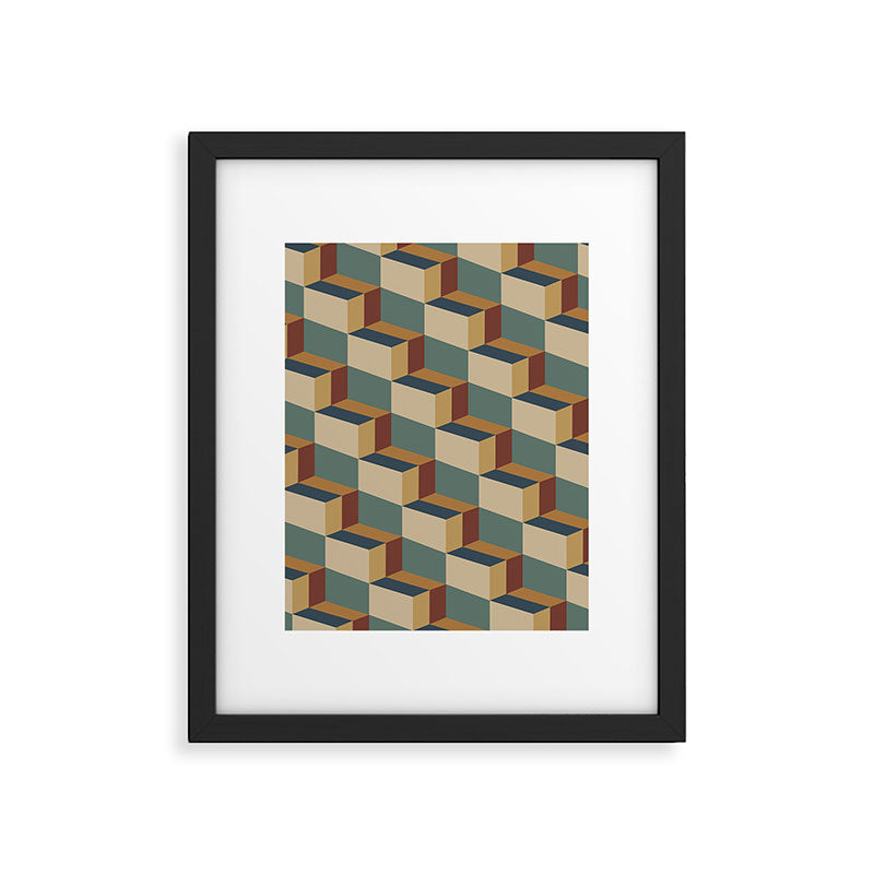 Cuboid Geometric Abstract Shapes Pattern X Framed Art Print Gallery Image 6
