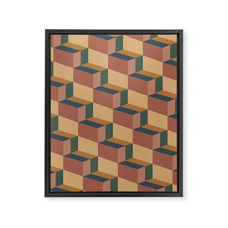 Cuboid Geometric Abstract Shapes Pattern XI Framed Canvas Print Gallery Image 8