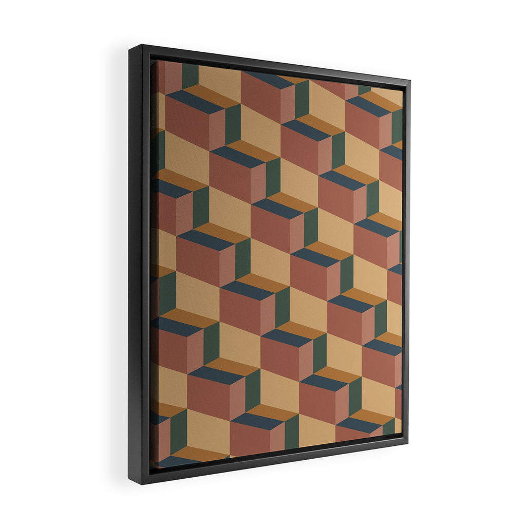 Cuboid Geometric Abstract Shapes Pattern XI Framed Canvas Print Gallery Image 2