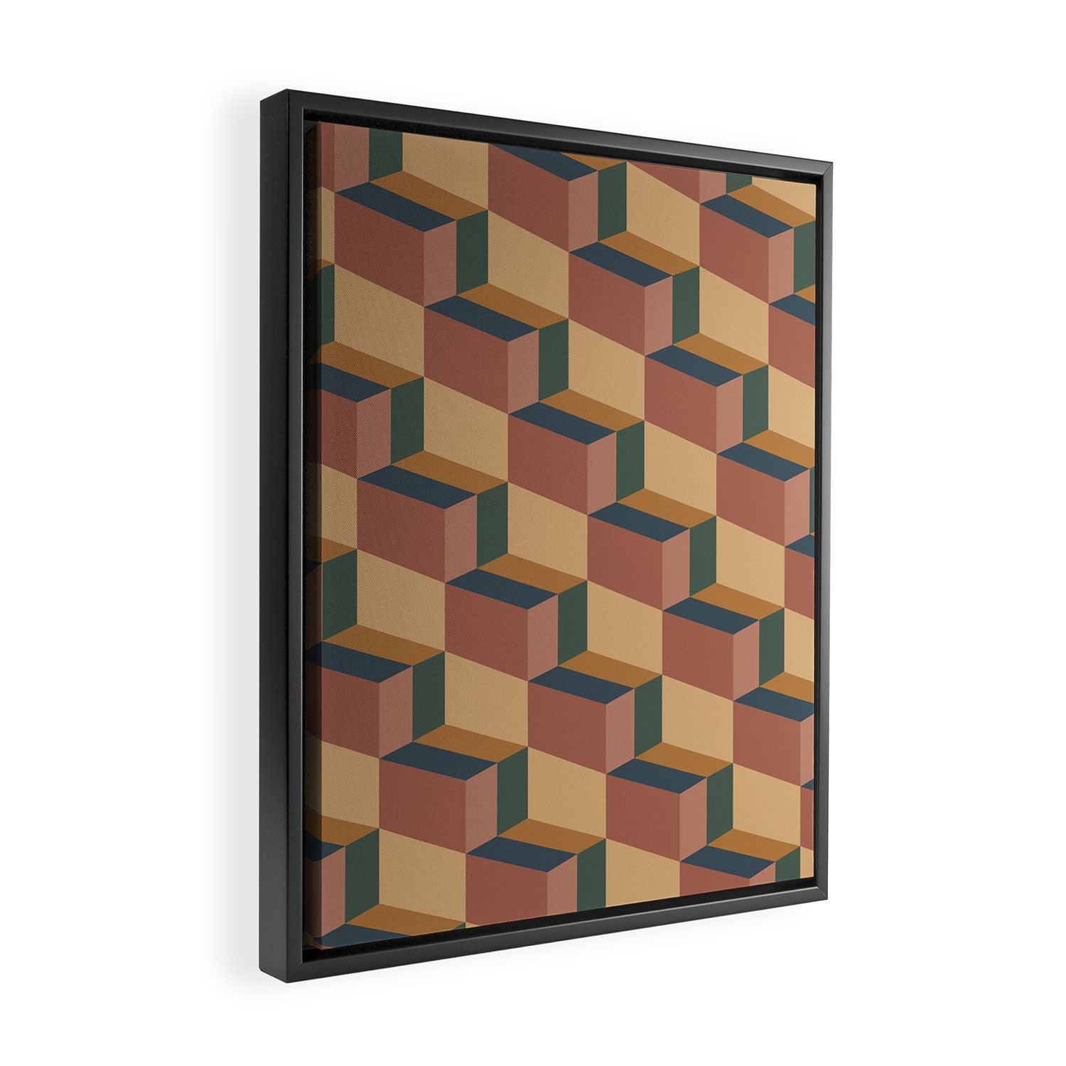Cuboid Geometric Abstract Shapes Pattern XI Framed Canvas Print Gallery Image 2