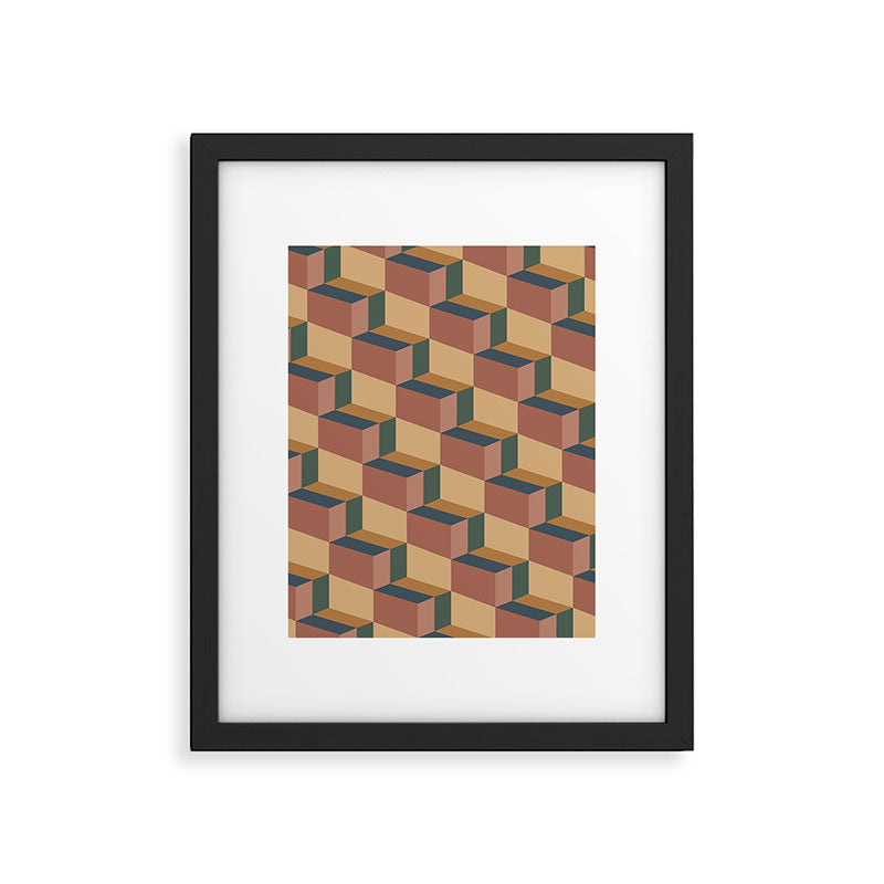 Cuboid Geometric Abstract Shapes Pattern XI Framed Art Print Gallery Image 6