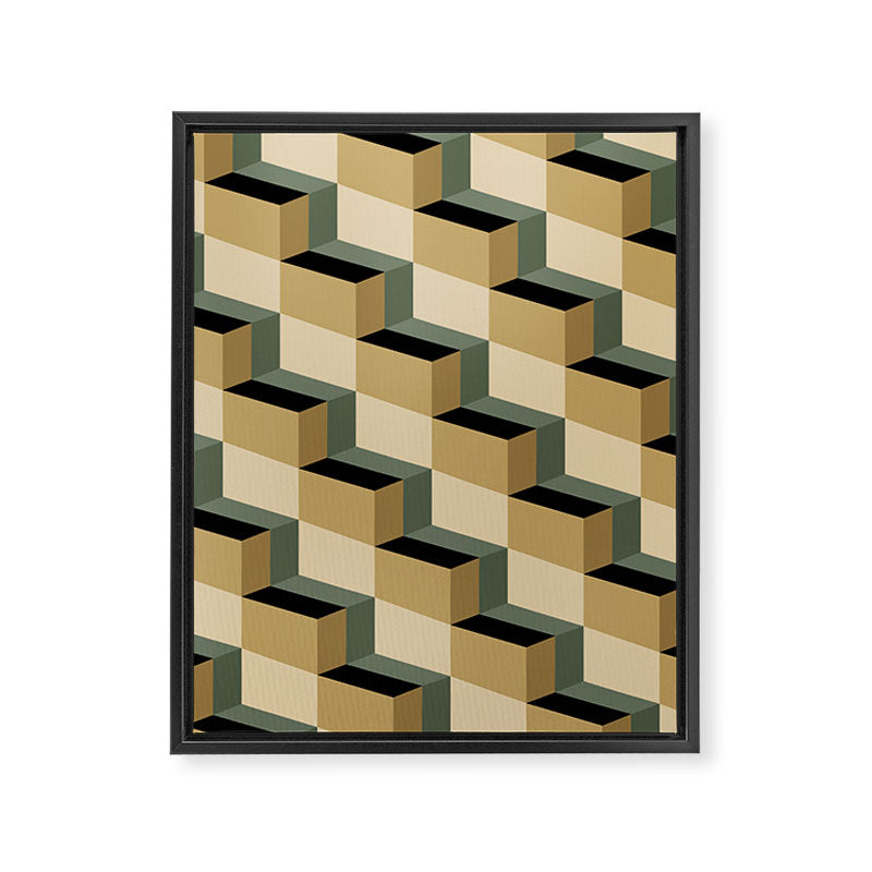 Cuboid Geometric Abstract Shapes Pattern XII Framed Canvas Print Gallery Image 8