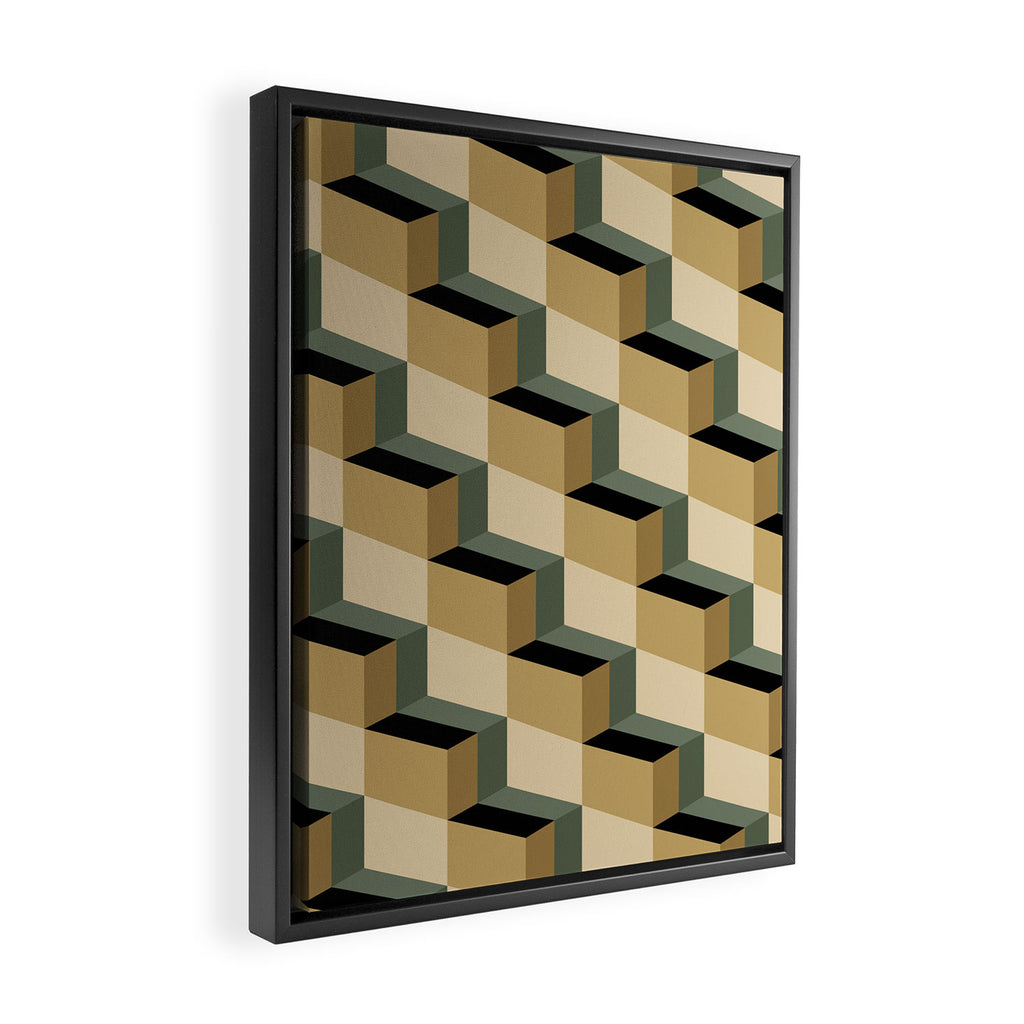 Cuboid Geometric Abstract Shapes Pattern XII Framed Canvas Print Gallery Image 2