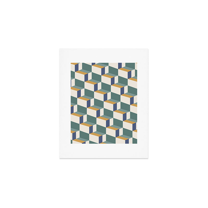 Cuboid Geometric Abstract Shapes Pattern XIV Art Print Gallery Image 1
