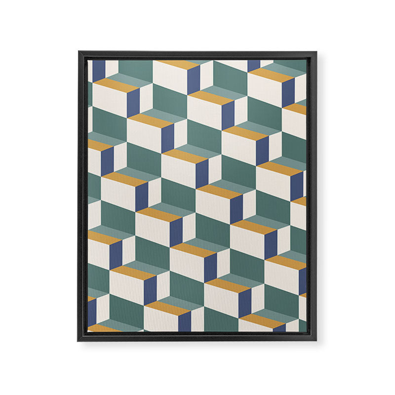 Cuboid Geometric Abstract Shapes Pattern XIV Framed Canvas Print Gallery Image 8