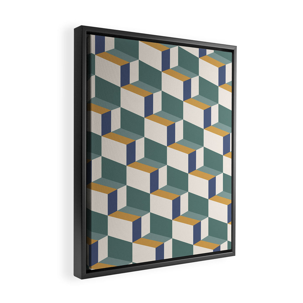 Cuboid Geometric Abstract Shapes Pattern XIV Framed Canvas Print Gallery Image 2