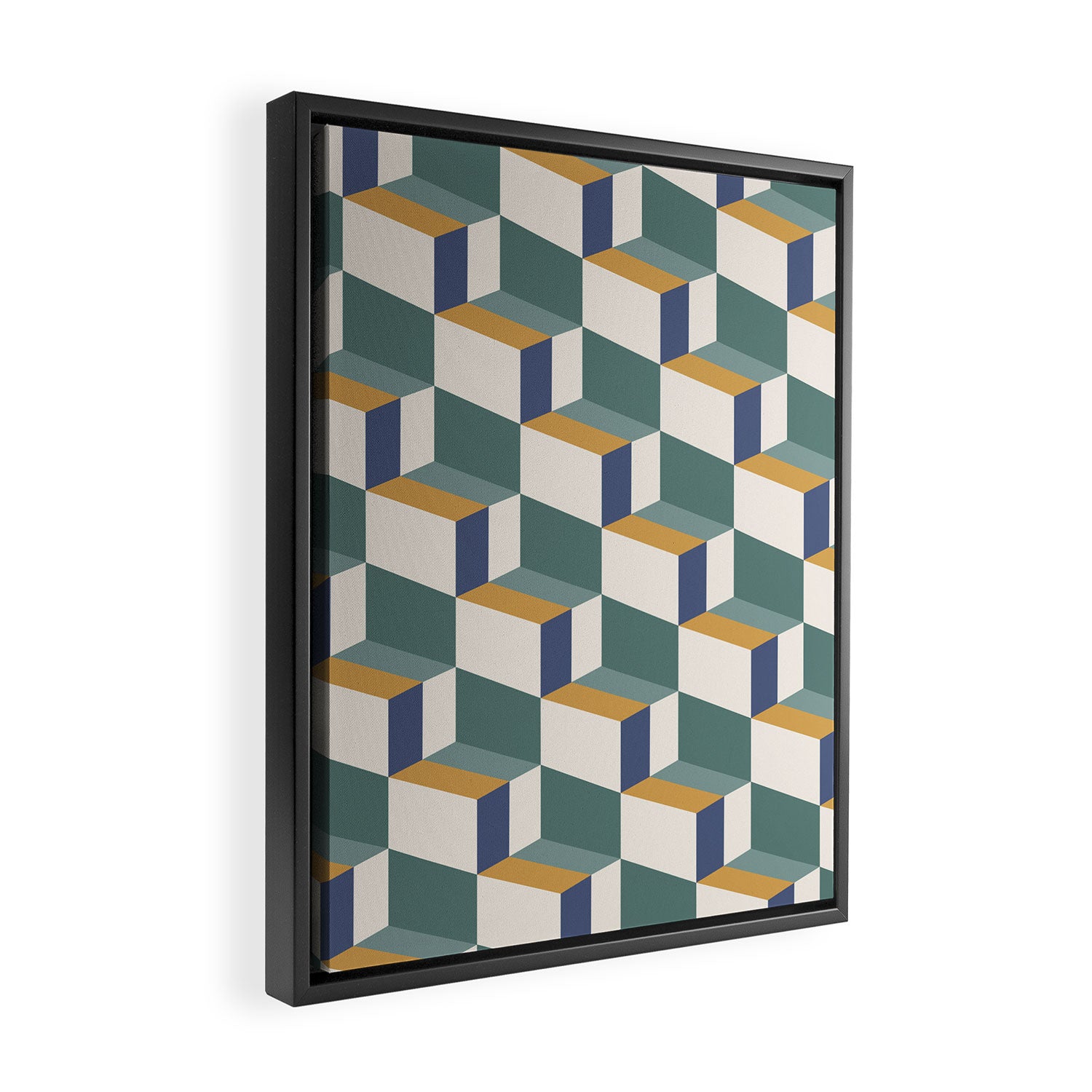Cuboid Geometric Abstract Shapes Pattern XIV Framed Canvas Print Gallery Image 2