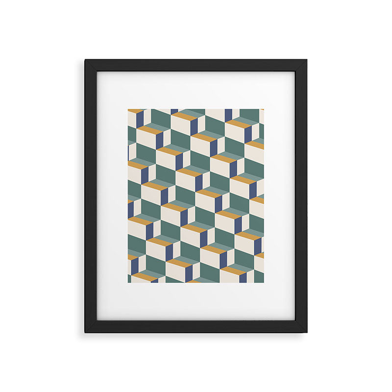 Cuboid Geometric Abstract Shapes Pattern XIV Framed Art Print Gallery Image 6