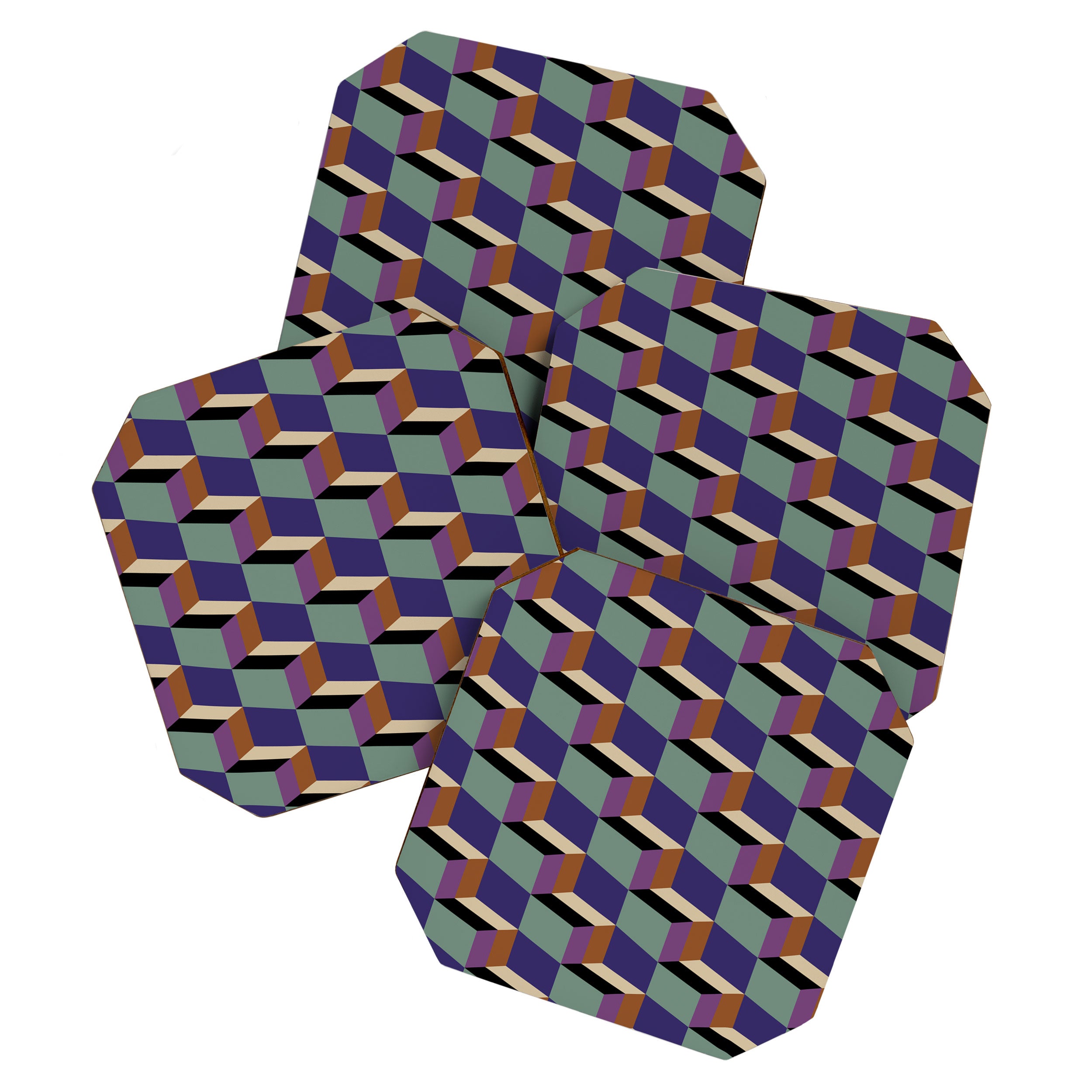 Cuboid Geometric Abstract Shapes Pattern XIX Coaster Gallery Image 1