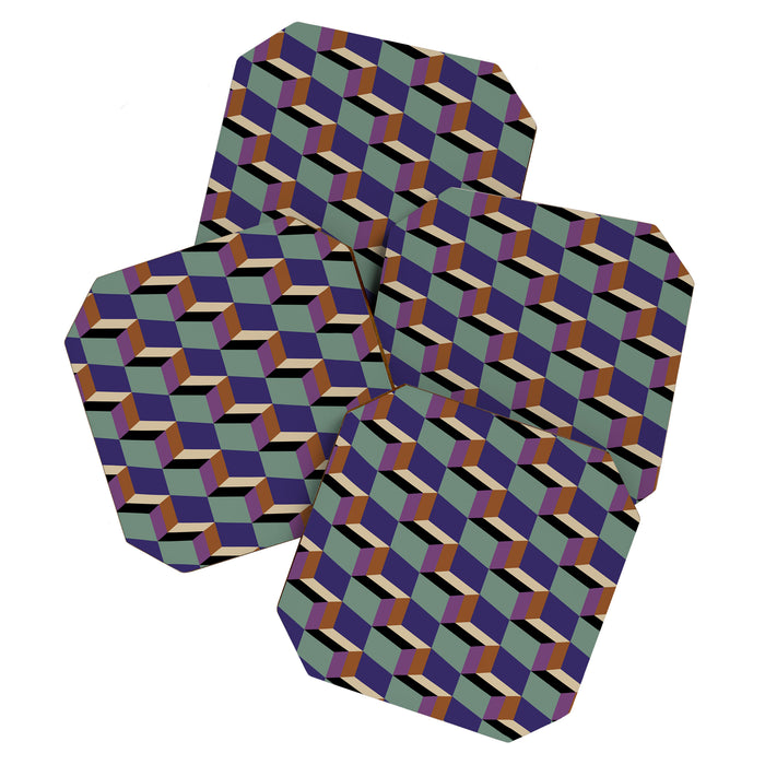 Cuboid Geometric Abstract Shapes Pattern XIX Coaster Gallery Image 1
