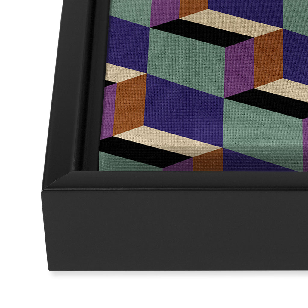Cuboid Geometric Abstract Shapes Pattern XIX Framed Canvas Print Gallery Image 3