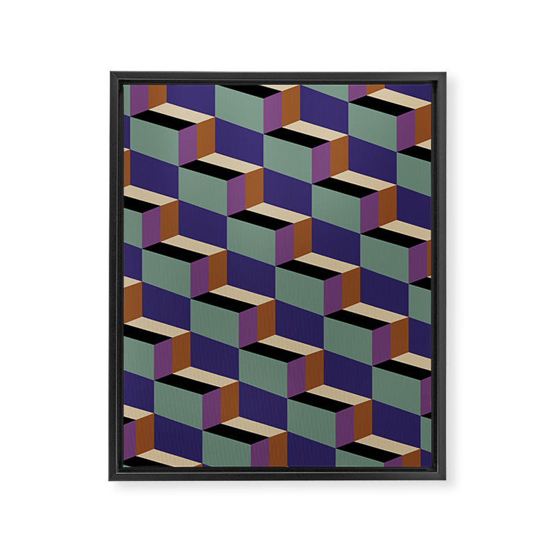 Cuboid Geometric Abstract Shapes Pattern XIX Framed Canvas Print Gallery Image 8