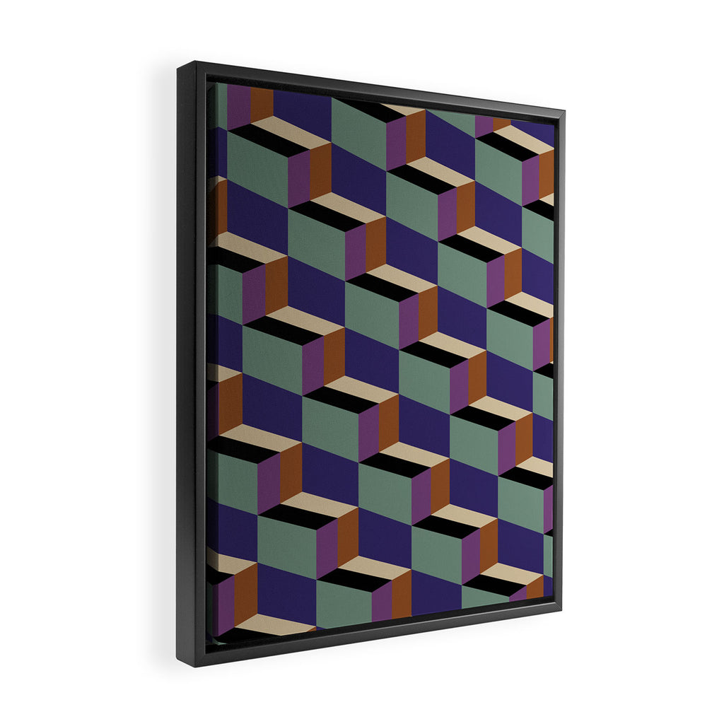 Cuboid Geometric Abstract Shapes Pattern XIX Framed Canvas Print Gallery Image 2