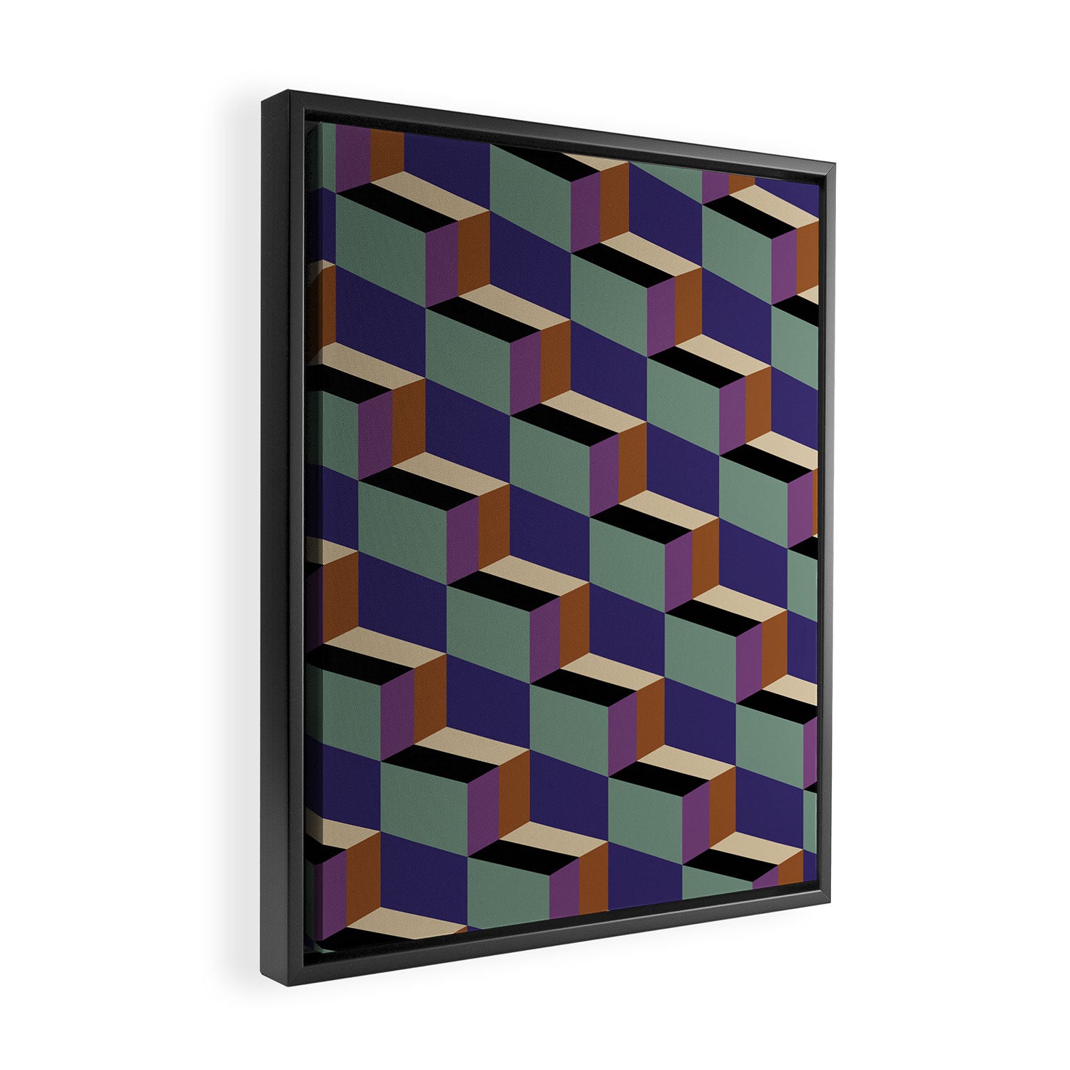 Cuboid Geometric Abstract Shapes Pattern XIX Framed Canvas Print Gallery Image 2
