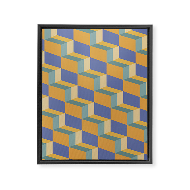 Cuboid Geometric Abstract Shapes Pattern XV Framed Canvas Print Gallery Image 8