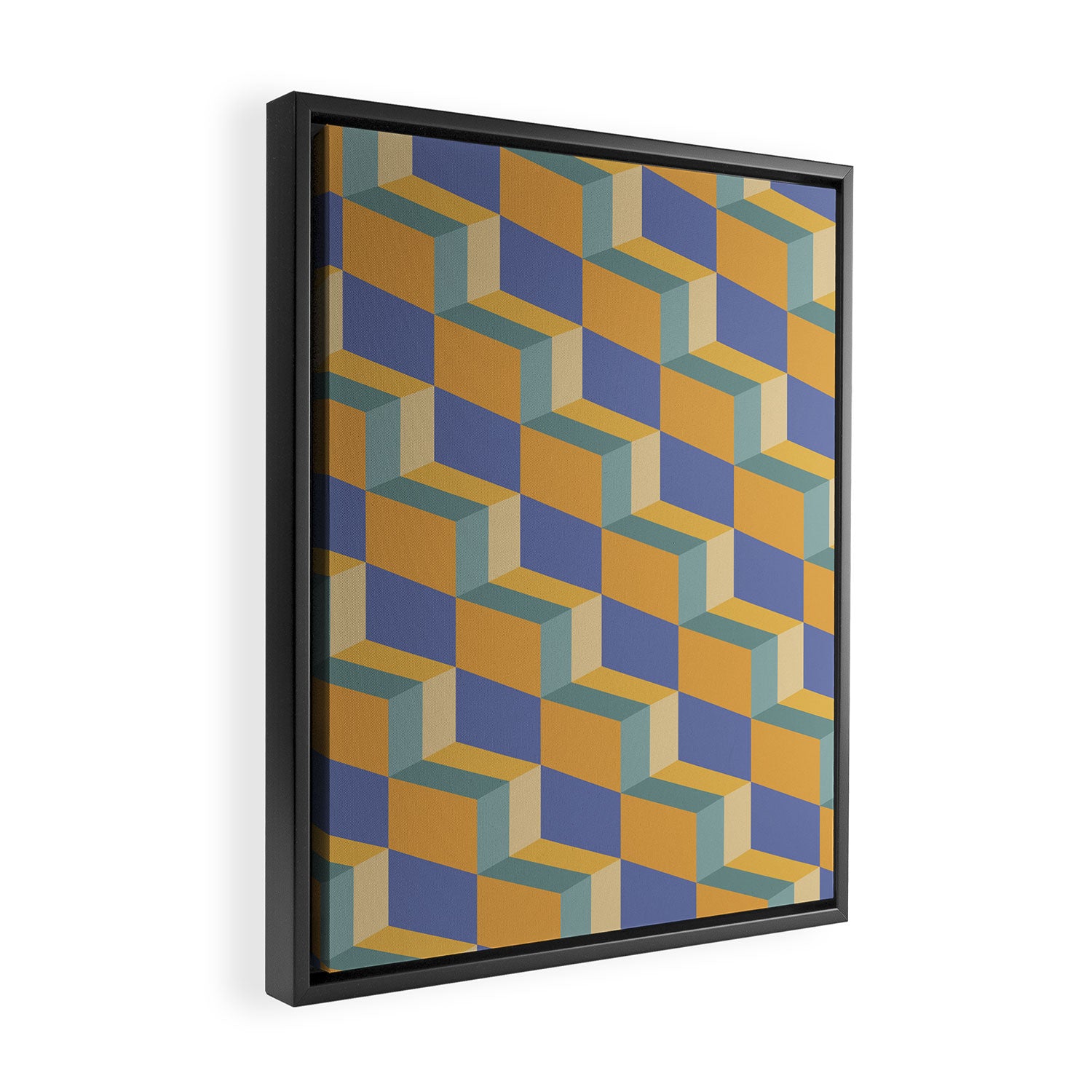 Cuboid Geometric Abstract Shapes Pattern XV Framed Canvas Print Gallery Image 2