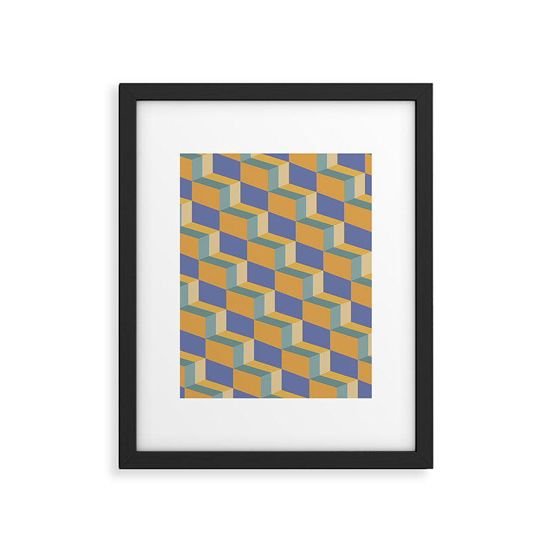 Cuboid Geometric Abstract Shapes Pattern XV Framed Art Print Gallery Image 6