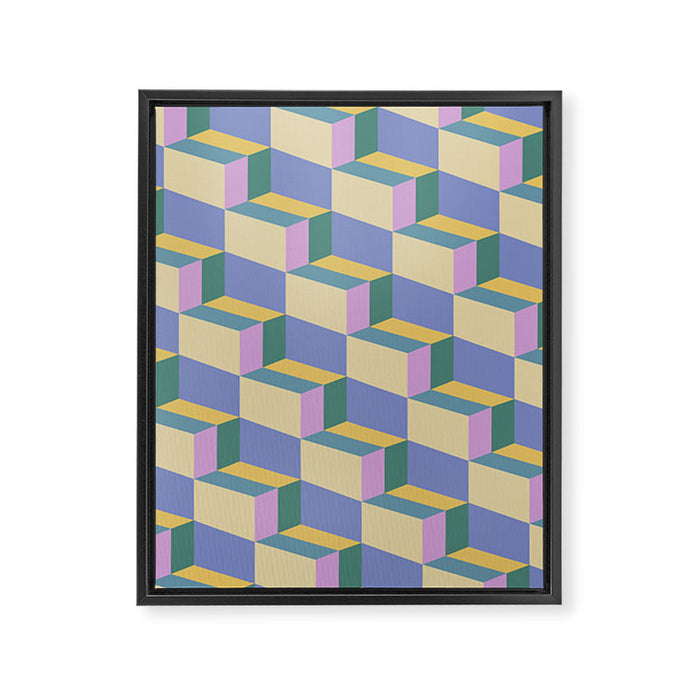 Cuboid Geometric Abstract Shapes Pattern XVI Framed Canvas Print Gallery Image 1