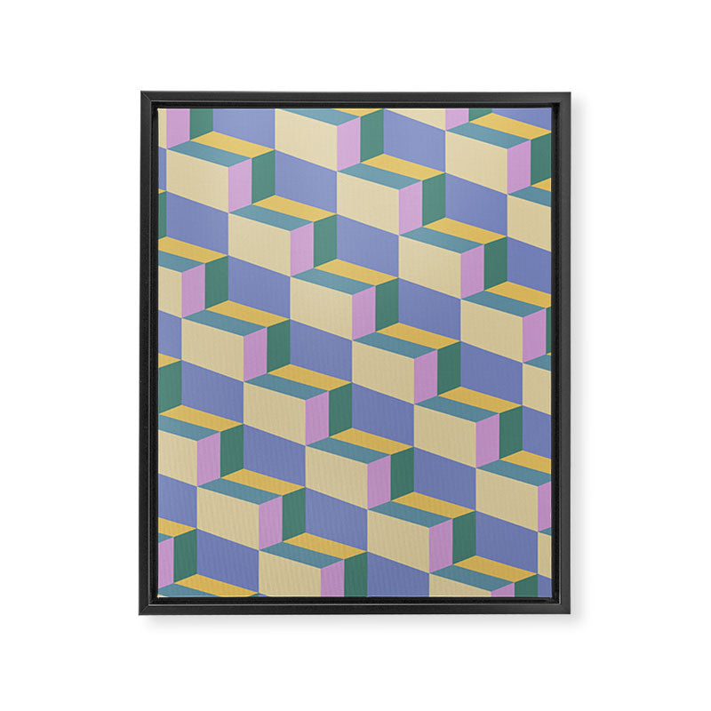 Cuboid Geometric Abstract Shapes Pattern XVI Framed Canvas Print Gallery Image 8