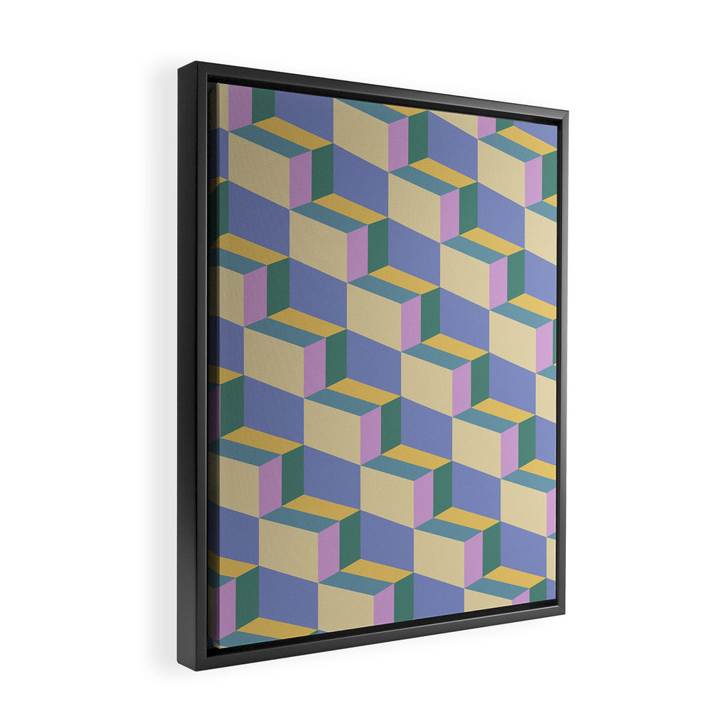 Cuboid Geometric Abstract Shapes Pattern XVI Framed Canvas Print Gallery Image 2