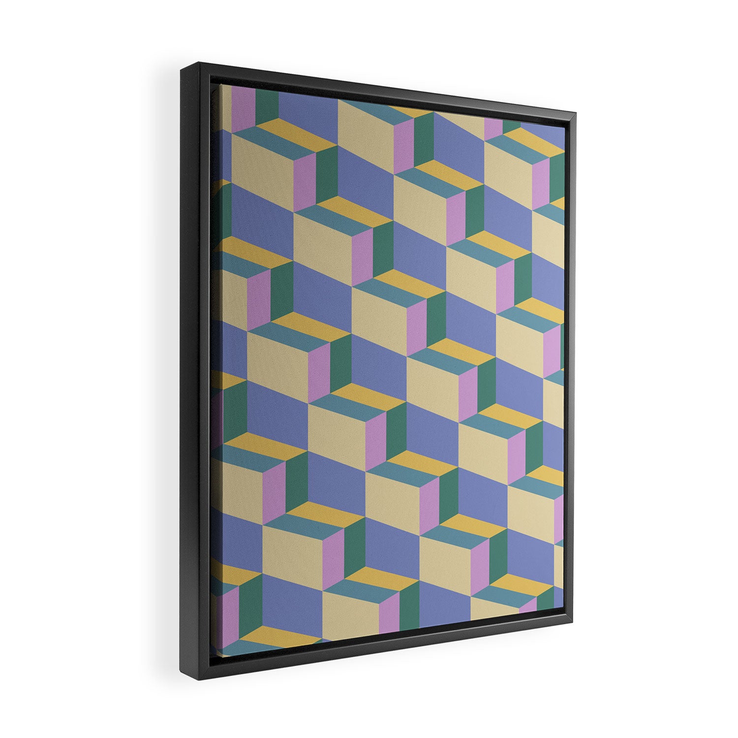 Cuboid Geometric Abstract Shapes Pattern XVI Framed Canvas Print Gallery Image 2