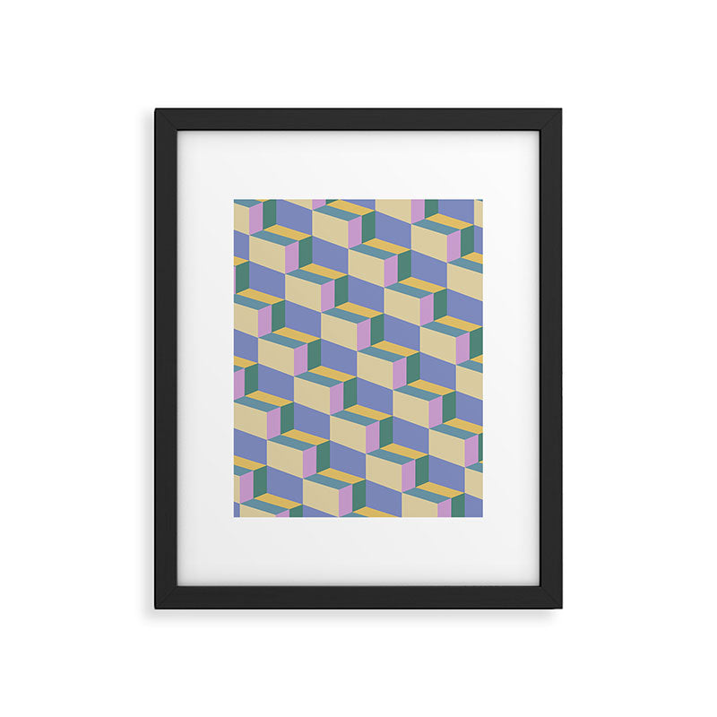 Cuboid Geometric Abstract Shapes Pattern XVI Framed Art Print Gallery Image 6