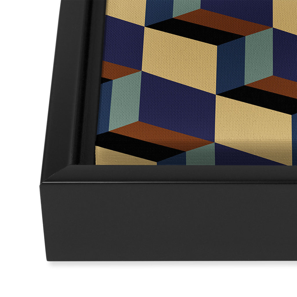 Cuboid Geometric Abstract Shapes Pattern XVII Framed Canvas Print Gallery Image 3