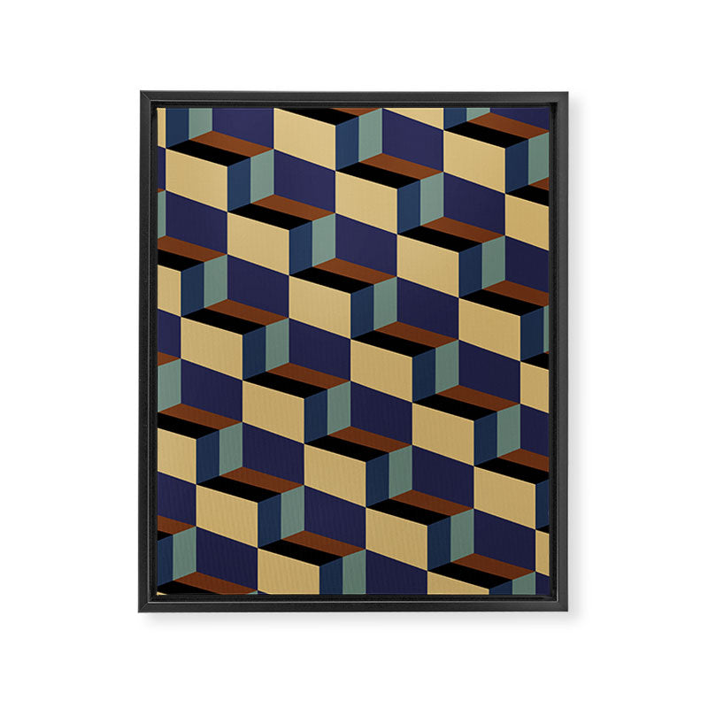 Cuboid Geometric Abstract Shapes Pattern XVII Framed Canvas Print Gallery Image 8