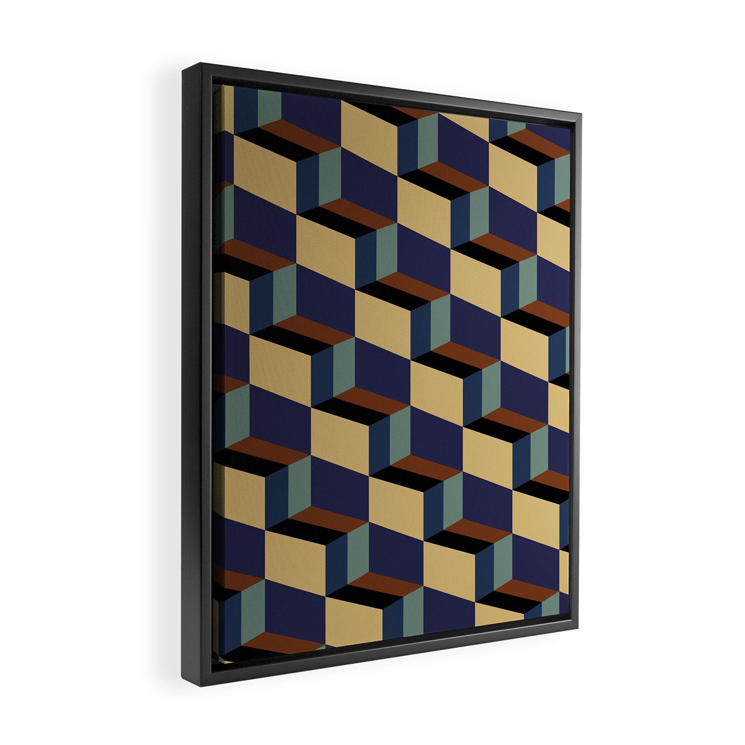 Cuboid Geometric Abstract Shapes Pattern XVII Framed Canvas Print Gallery Image 2