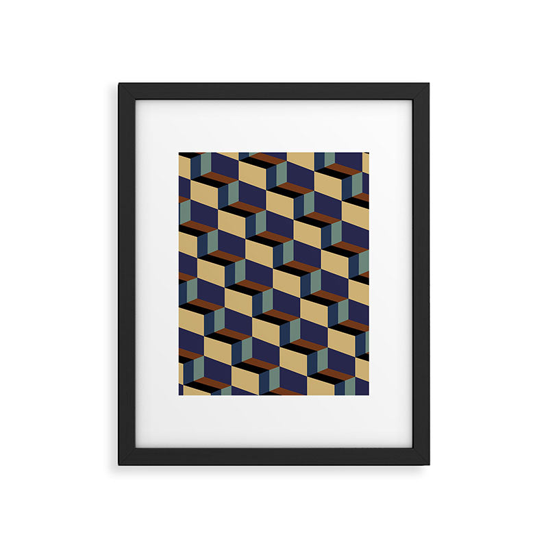 Cuboid Geometric Abstract Shapes Pattern XVII Framed Art Print Gallery Image 6