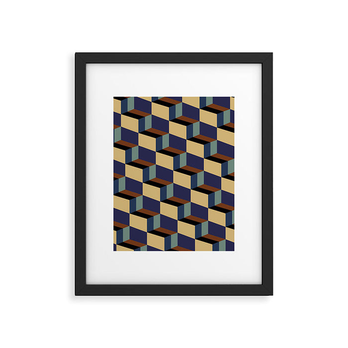 Cuboid Geometric Abstract Shapes Pattern XVII Framed Art Print Gallery Image 1