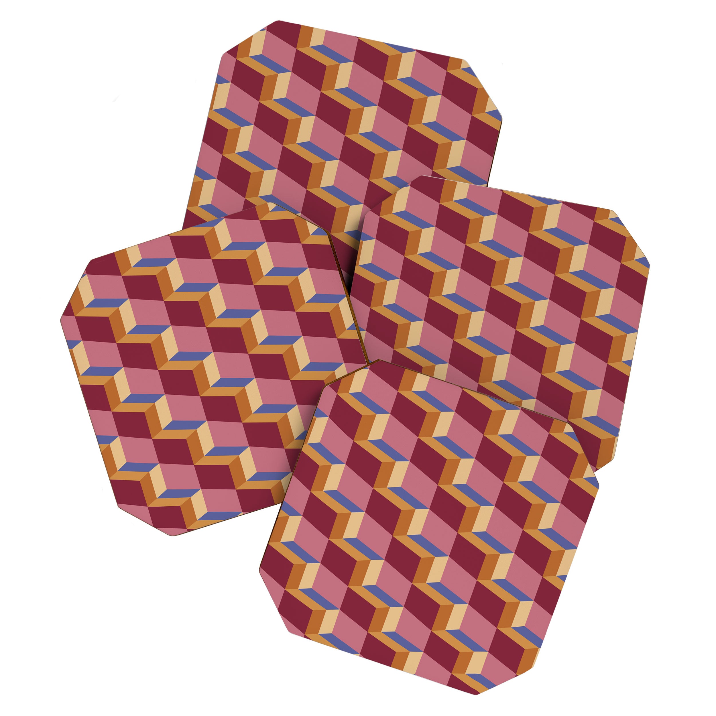 Cuboid Geometric Abstract Shapes Pattern XVIII Coaster Gallery Image 1