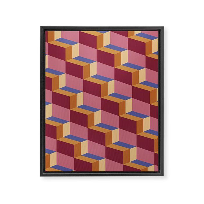 Cuboid Geometric Abstract Shapes Pattern XVIII Framed Canvas Print Gallery Image 1