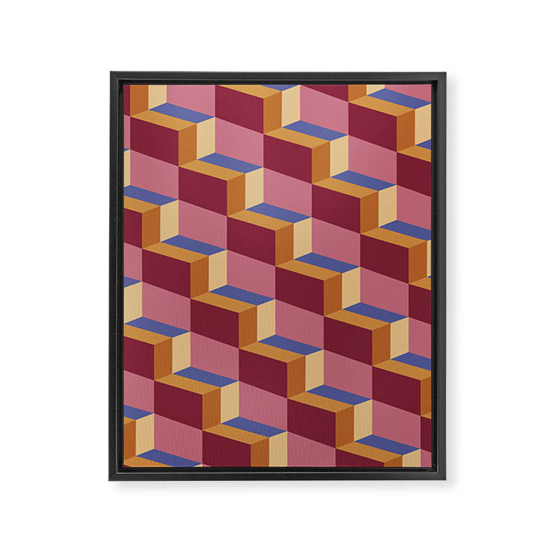Cuboid Geometric Abstract Shapes Pattern XVIII Framed Canvas Print Gallery Image 8