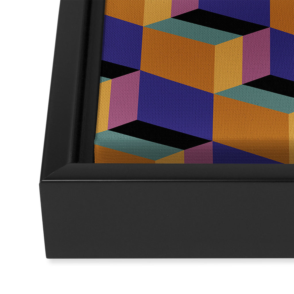 Cuboid Geometric Abstract Shapes Pattern XX Framed Canvas Print Gallery Image 3