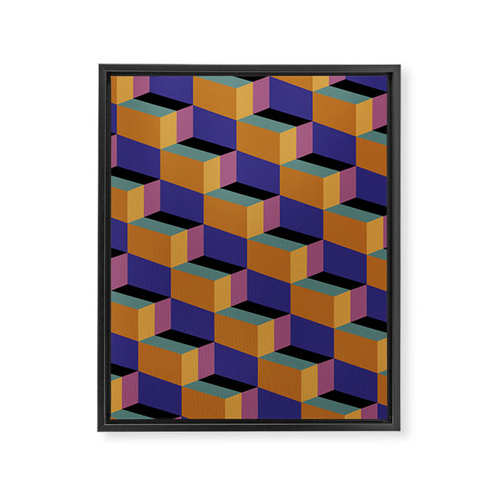 Cuboid Geometric Abstract Shapes Pattern XX Framed Canvas Print Gallery Image 1