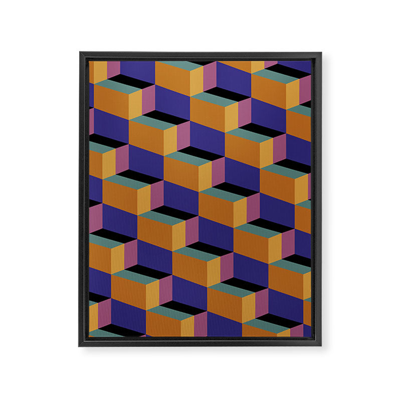 Cuboid Geometric Abstract Shapes Pattern XX Framed Canvas Print Gallery Image 8