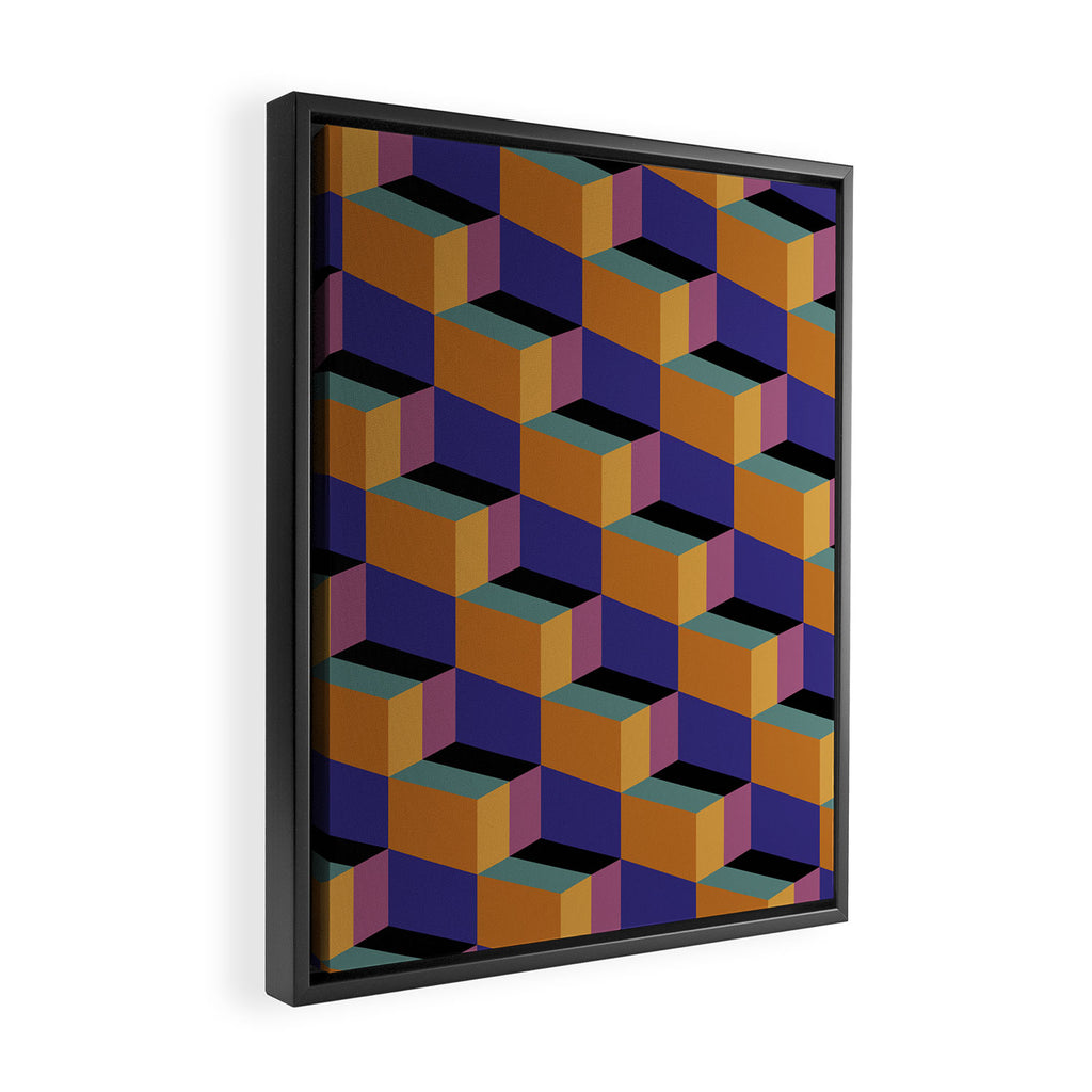 Cuboid Geometric Abstract Shapes Pattern XX Framed Canvas Print Gallery Image 2
