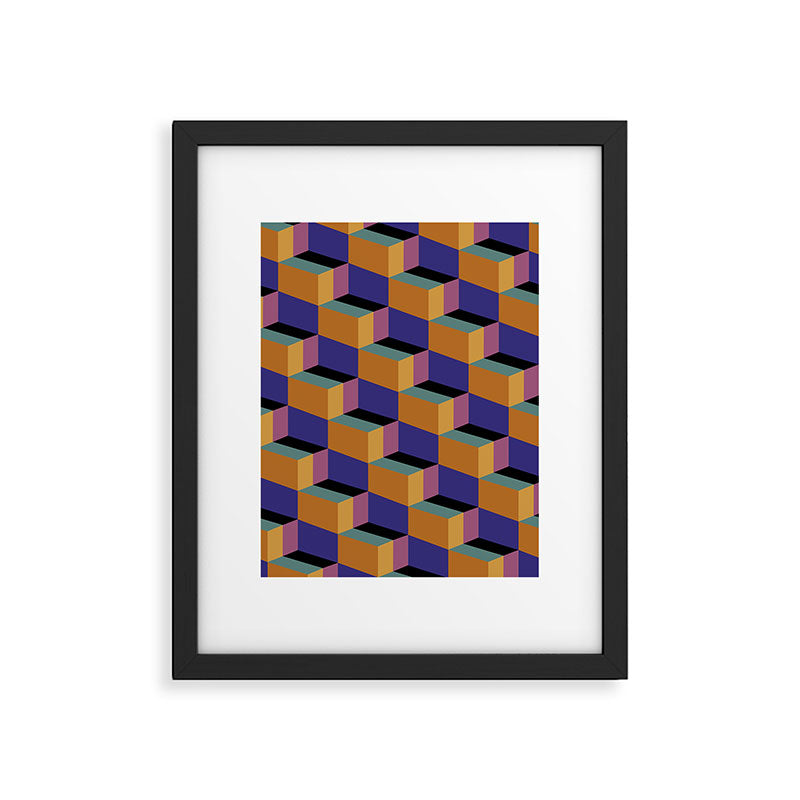 Cuboid Geometric Abstract Shapes Pattern XX Framed Art Print Gallery Image 6
