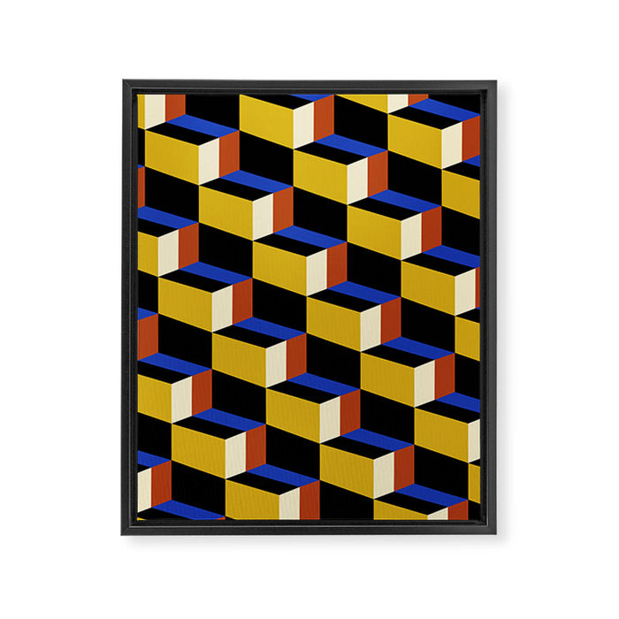 Cuboid Geometric Abstract Shapes Pattern XXI Framed Canvas Print Gallery Image 1