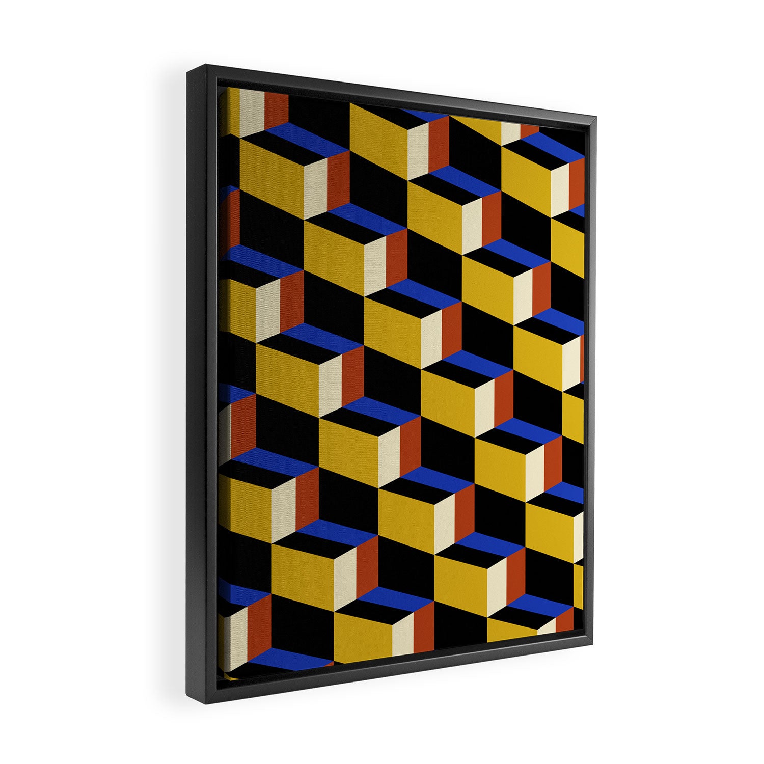 Cuboid Geometric Abstract Shapes Pattern XXI Framed Canvas Print Gallery Image 2
