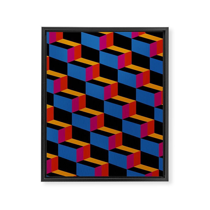 Cuboid Geometric Abstract Shapes Pattern XXII Framed Canvas Print Gallery Image 8