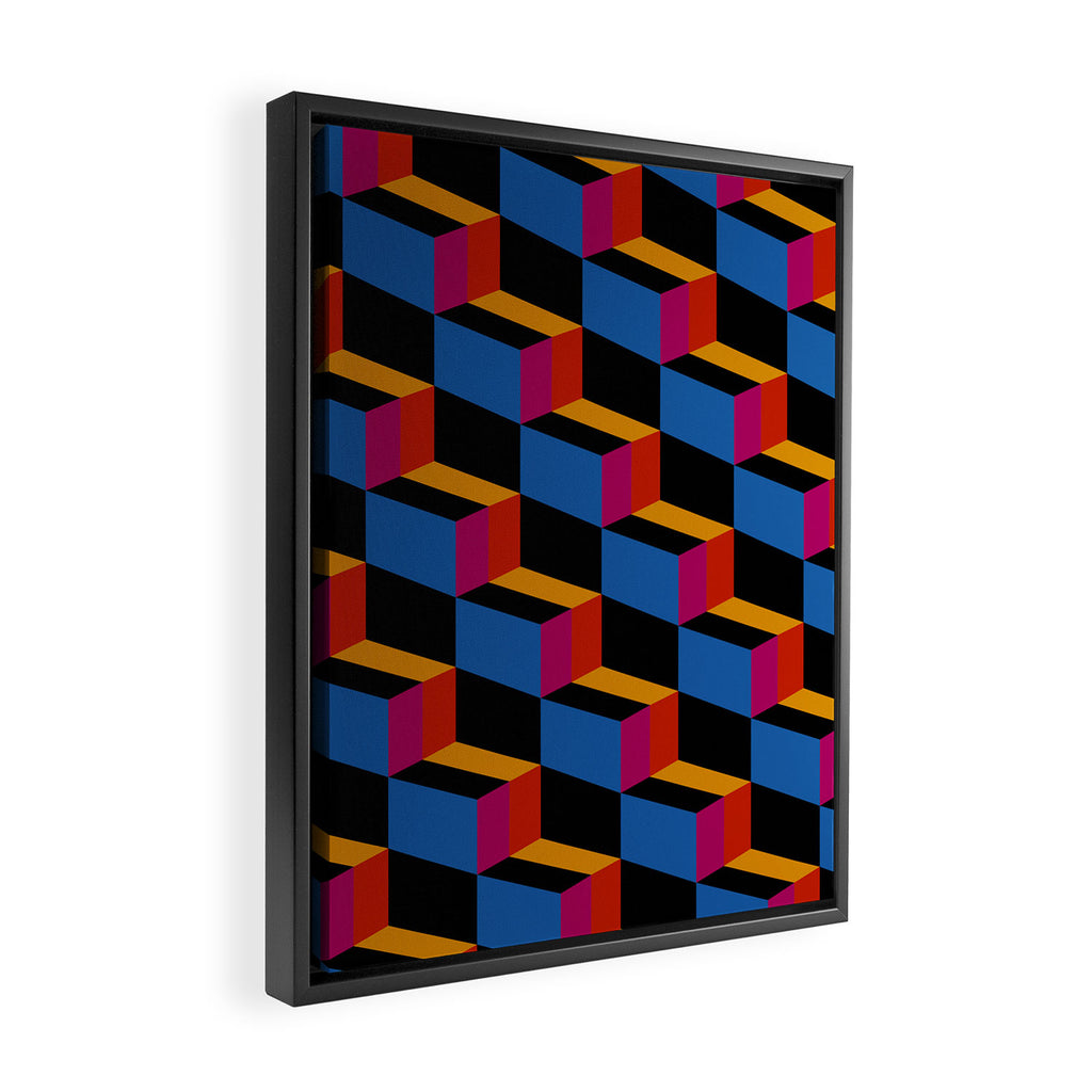 Cuboid Geometric Abstract Shapes Pattern XXII Framed Canvas Print Gallery Image 2