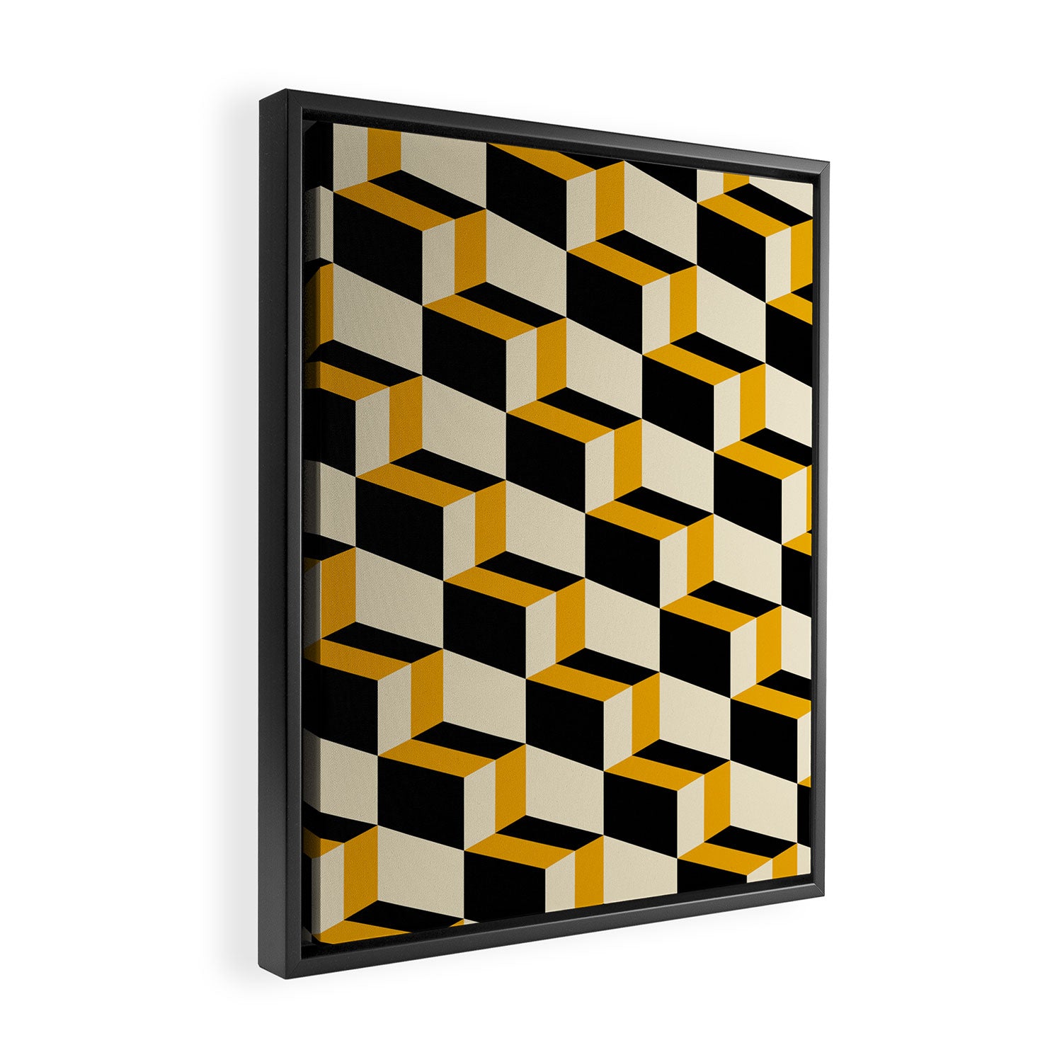 Cuboid Geometric Abstract Shapes Pattern XXIII Framed Canvas Print Gallery Image 2