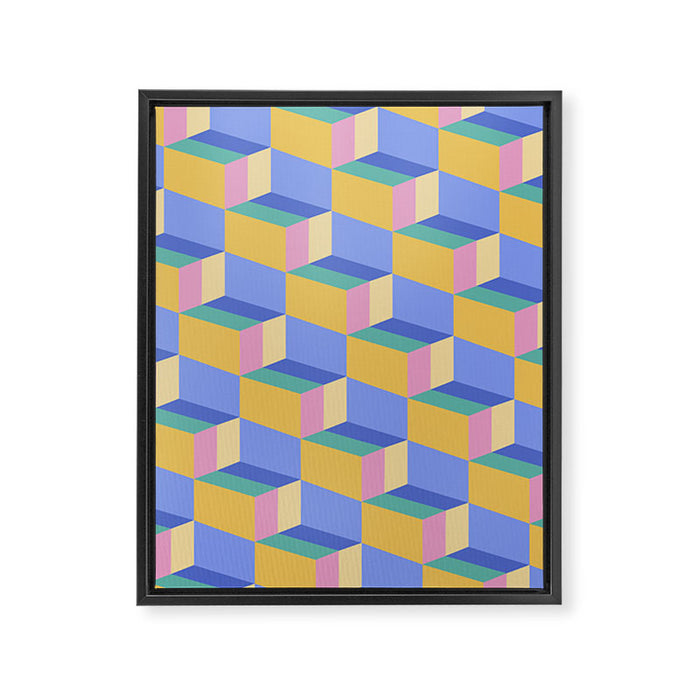 Cuboid Geometric Abstract Shapes Pattern XXIV Framed Canvas Print Gallery Image 1