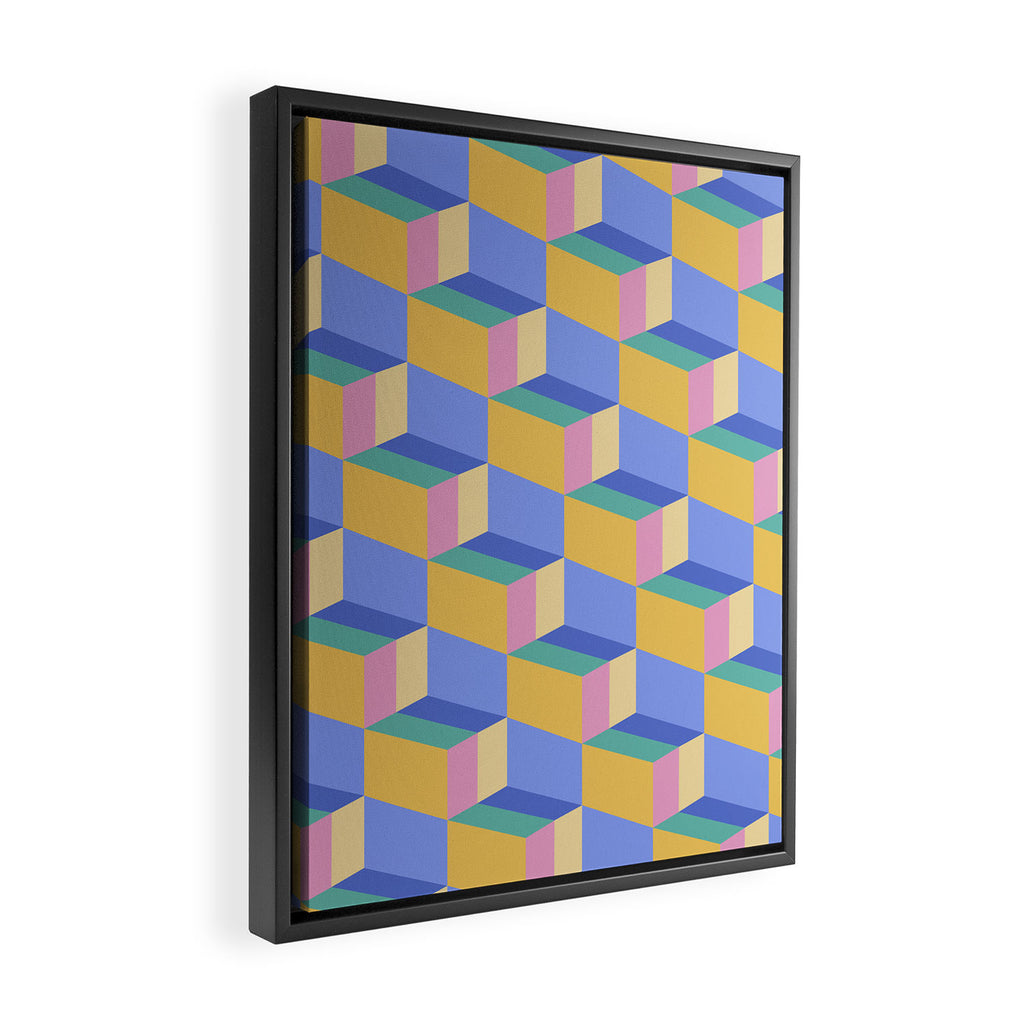 Cuboid Geometric Abstract Shapes Pattern XXIV Framed Canvas Print Gallery Image 2