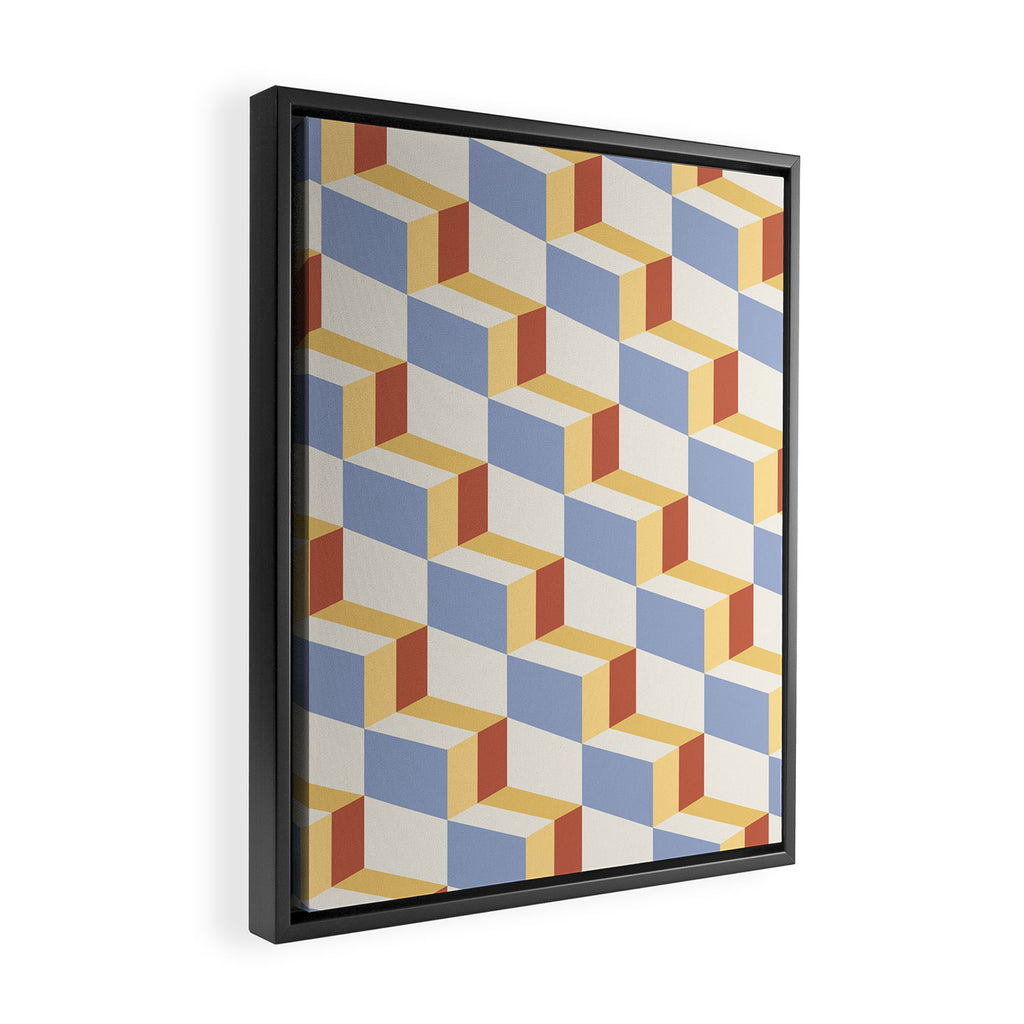 Cuboid Geometric Abstract Shapes Pattern XXIX Framed Canvas Print Gallery Image 2